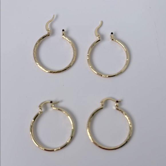 Jewelry - New Two pairs‎ of laminated gold women’s earrings